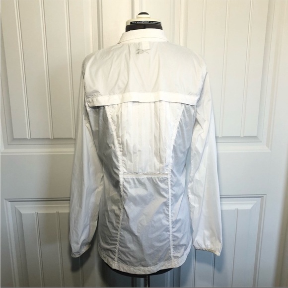 Reebok Nylon Flight Wind Zipper Pockets White  Lightweight Running Gym Jacket M - Picture 6 of 14